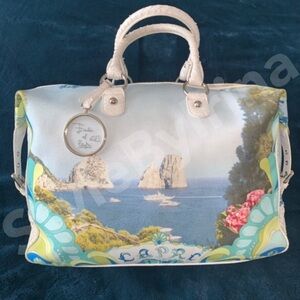 EMILIO PUCCI Capri Canvas & White Snakeskin Weekender Bag EUC (used 2X) GORGEOUS